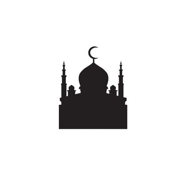 Silhouette Mosque Flat Design Vector Illustration
