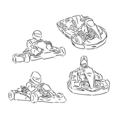 The Go Kart car logo hand draw on gray background. EPS10 art vector . karting vector sketch illustration - obrazy, fototapety, plakaty