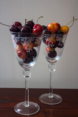 Sweet cherry in a glass. 