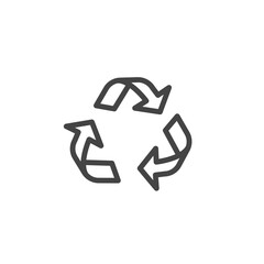 Rotating arrows in the triangle icon. Recycle isolated concept. Modern outline on white background