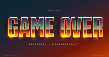 Awesome glowing gradient alphabet. Condensed stunning font, minimalist monumental type for bet game logo, gambling shining text. Minimal style tall sans letters, vector typographic design