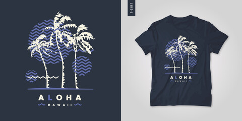 Aloha Hawaii. T-shirt geometric vector design, poster, print, template