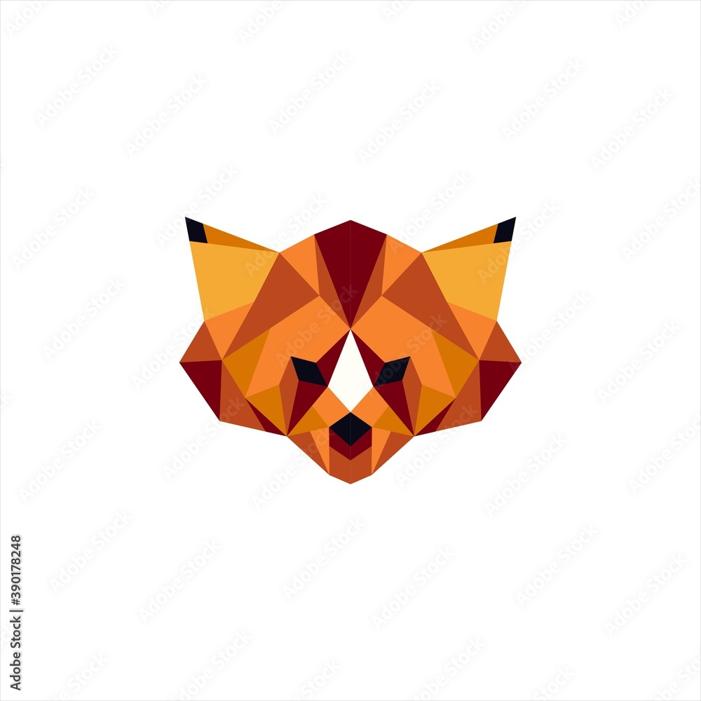 Sticker red panda geometric triangle logo icon design, red panda triangle