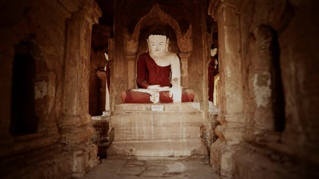 Interior of the ancient temples in Bagan eim ya kyaung Myanmar