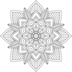 Easy Mandala coloring book simple and basic for beginners, seniors and children. Set of Mehndi flower pattern for Henna drawing and tattoo. Decoration in ethnic oriental, Indian style.