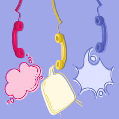 Retro handset, with speech bubble