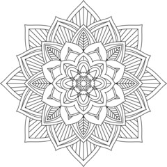 Easy Mandala coloring book simple and basic for beginners, seniors and children. Set of Mehndi flower pattern for Henna drawing and tattoo. Decoration in ethnic oriental, Indian style.