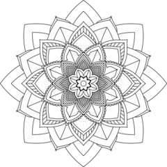 Easy Mandala coloring book simple and basic for beginners, seniors and children. Set of Mehndi flower pattern for Henna drawing and tattoo. Decoration in ethnic oriental, Indian style.