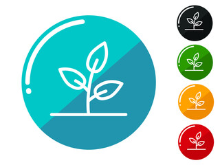 Plant sprouts with three leaves thin line icon set. flat design vector illustration in 5 colors options for web design