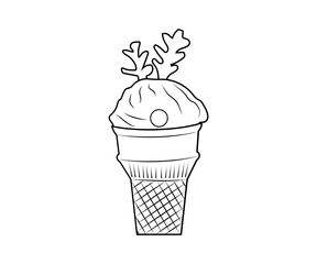 Christmas soft-serve chocolate ice cream. to celebrate Christmas holidays, new year party or special event. Vector Illustration Symbol Icon Design.

