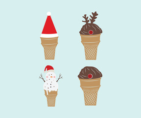 Christmas soft-serve chocolate ice cream. to celebrate Christmas holidays, new year party or special event. Vector Illustration Symbol Icon Design.
