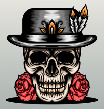 Skull with classic top hat
