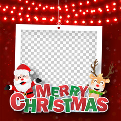 Fototapeta na wymiar Christmas photo frame with Santa Claus and reindeer