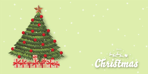 Merry Christmas and Happy new year backgroud with Christmas tree and gift box vector