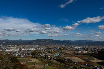 town and blue sky in Japan 