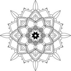 Easy Mandala coloring book simple and basic for beginners, seniors and children. Set of Mehndi flower pattern for Henna drawing and tattoo. Decoration in ethnic oriental, Indian style.