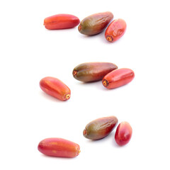 Set of fresh dates on white background