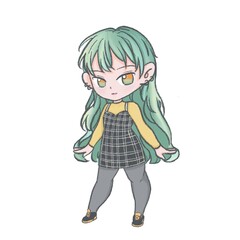 Girl anime in fashion dress.