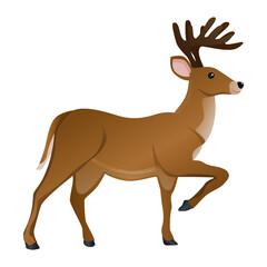 Deer Forest Animal. Mountain Vector Illustration Clip Art. Emoji Design Christmas Icons.