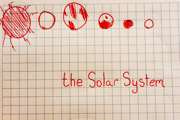 Solar system simple doodle drawing