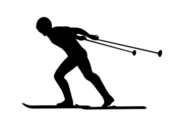 Isolated silhouette of a ckating skier