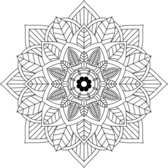 Fototapeta premium Easy Mandala coloring book simple and basic for beginners, seniors and children. Set of Mehndi flower pattern for Henna drawing and tattoo. Decoration in ethnic oriental, Indian style.