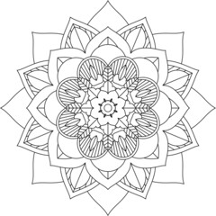 Easy Mandala coloring book simple and basic for beginners, seniors and children. Set of Mehndi flower pattern for Henna drawing and tattoo. Decoration in ethnic oriental, Indian style.