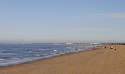 Punta Umbria beach, a 3.8 km urban beach which has been awarded a Blue Flag. The Odiel river meets the Atlantic Ocean in this beach, it is surrounded by extensive salt marshes