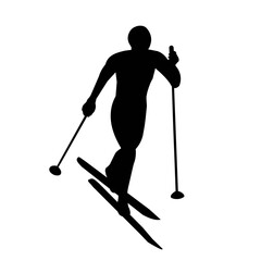 Fototapeta premium Isolated silhouette of a skating ski man