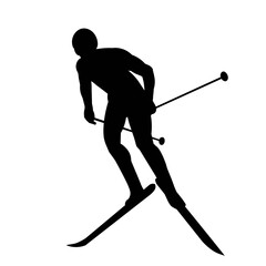 Isolated silhouette of a skating skier