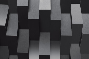 Composition made of black paper, abstract background