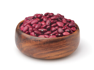 Wooden bowl of dried red kidney beans