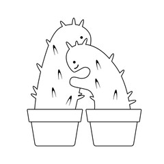 Black silhouette cactus hugging. Flat design for card or t-shirt. Vector illustration