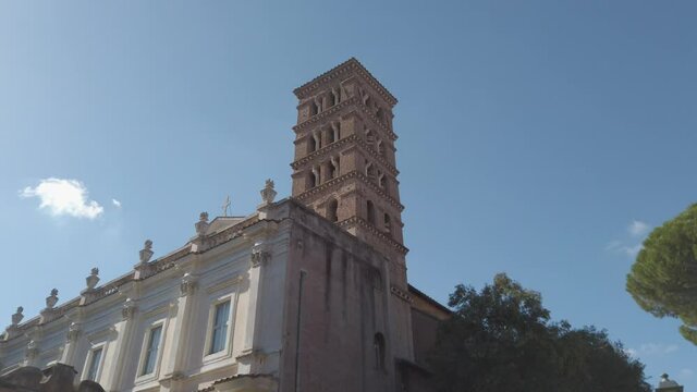Exterior of basilica dei Santi Bonifacio e Alessio in Aventine, a district in Rome.