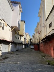 narrow street in the old town of island country