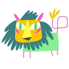 Vector baby lion. Cute jungle animal illustration