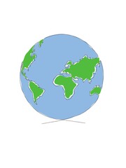 Earth drawed by one line, few shades, planet, world.