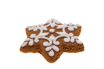 gingerbread cookie snowflake isolated