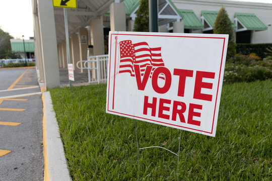 Sign At A Polling Place On Election Day