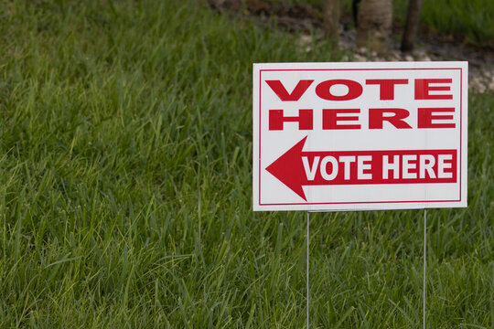 Sign At A Polling Place On Election Day