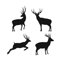 Deer vector illustration. Silhouette deer flat design with editable stroke.