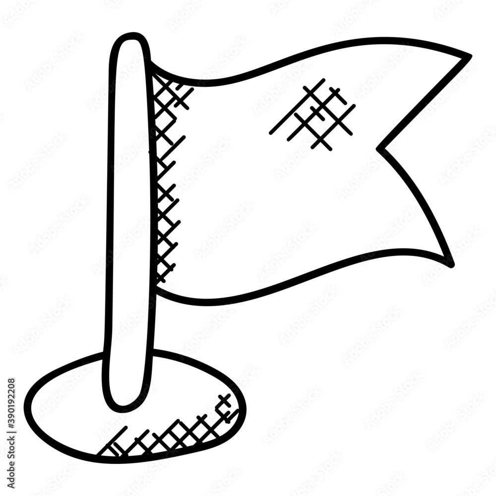 Poster doodle icon of a flag pole