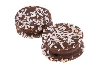 cookies in chocolate glaze isolated