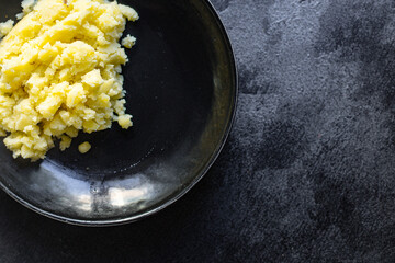 mashed potatoes vegan vegetables vegetarian dish healthy meal snack ingredienttop view copy space for text food background rustic keto or paleo diet