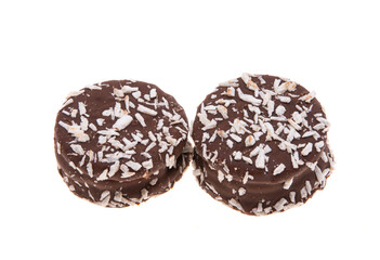 cookies in chocolate glaze isolated