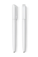 white  pens isolated on white background mock up