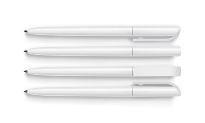 white  pens isolated on white background mock up