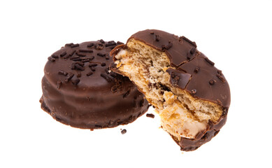 cookies in chocolate glaze isolated