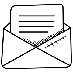 
An open envelope with paper representing mailbox
