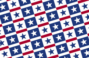 White and blue stars on a red white and blue background